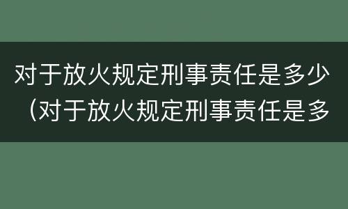 对于放火规定刑事责任是多少（对于放火规定刑事责任是多少条）