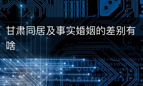 甘肃同居及事实婚姻的差别有啥
