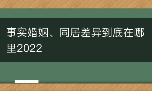 事实婚姻、同居差异到底在哪里2022