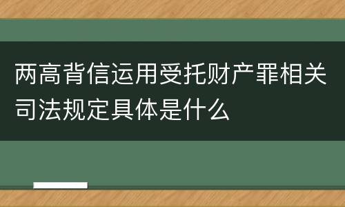 两高背信运用受托财产罪相关司法规定具体是什么
