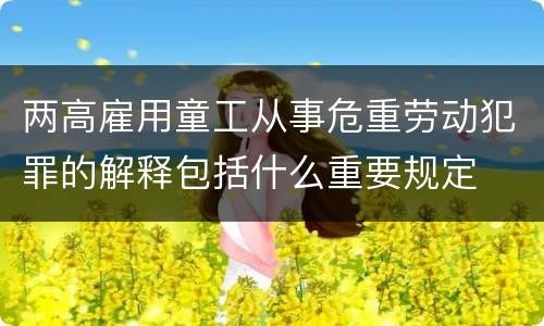 两高雇用童工从事危重劳动犯罪的解释包括什么重要规定