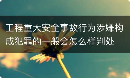工程重大安全事故行为涉嫌构成犯罪的一般会怎么样判处
