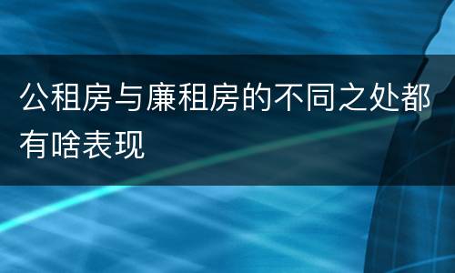 公租房与廉租房的不同之处都有啥表现