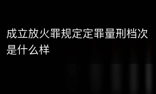 成立放火罪规定定罪量刑档次是什么样