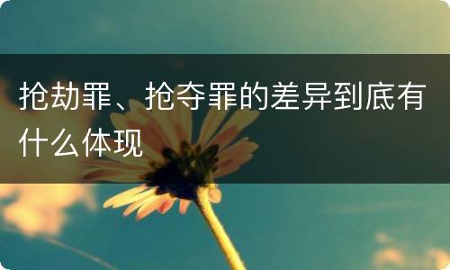 抢劫罪、抢夺罪的差异到底有什么体现
