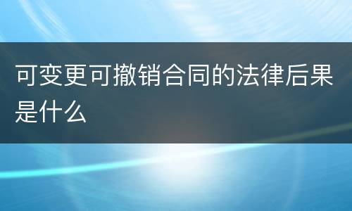 可变更可撤销合同的法律后果是什么