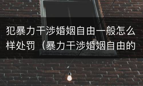 犯暴力干涉婚姻自由一般怎么样处罚（暴力干涉婚姻自由的结果加重犯）