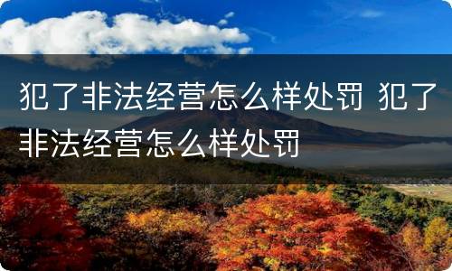 犯了非法经营怎么样处罚 犯了非法经营怎么样处罚