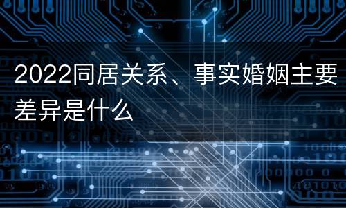 2022同居关系、事实婚姻主要差异是什么