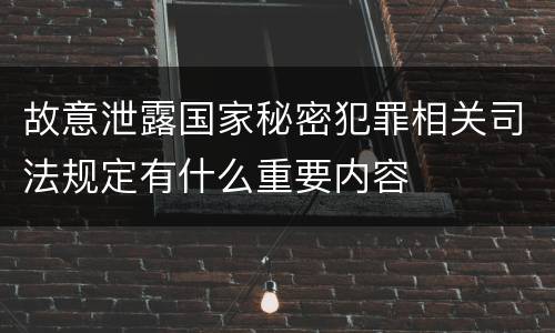故意泄露国家秘密犯罪相关司法规定有什么重要内容