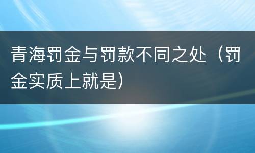 青海罚金与罚款不同之处（罚金实质上就是）