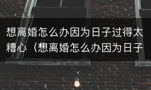 想离婚怎么办因为日子过得太糟心（想离婚怎么办因为日子过得太糟心了）