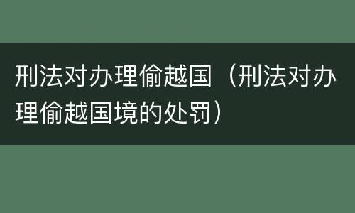 刑法对办理偷越国（刑法对办理偷越国境的处罚）