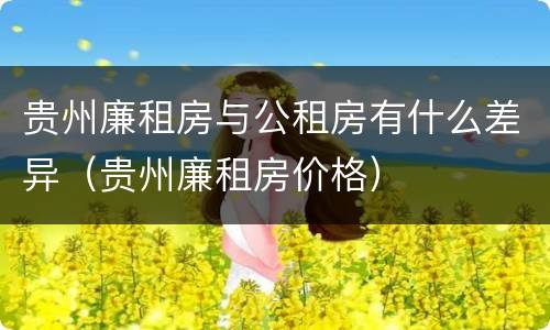 贵州廉租房与公租房有什么差异（贵州廉租房价格）