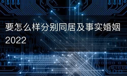 要怎么样分别同居及事实婚姻2022