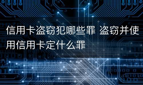 信用卡盗窃犯哪些罪 盗窃并使用信用卡定什么罪