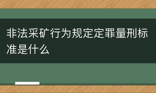 非法采矿行为规定定罪量刑标准是什么
