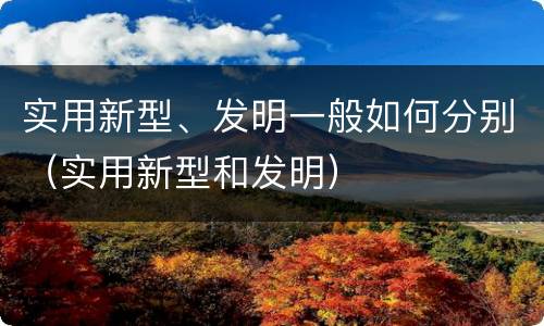 实用新型、发明一般如何分别（实用新型和发明）