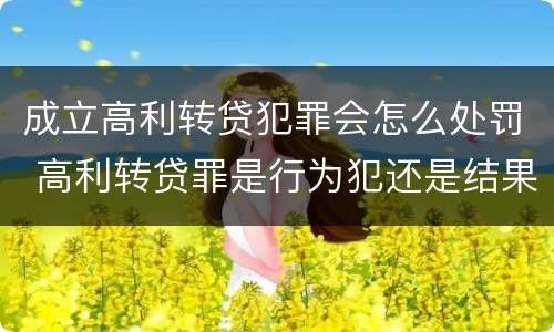 成立高利转贷犯罪会怎么处罚 高利转贷罪是行为犯还是结果犯