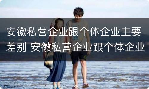 安徽私营企业跟个体企业主要差别 安徽私营企业跟个体企业主要差别在哪