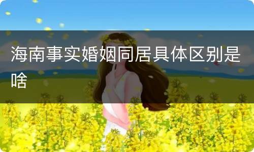 海南事实婚姻同居具体区别是啥