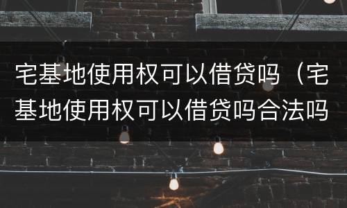 宅基地使用权可以借贷吗（宅基地使用权可以借贷吗合法吗）
