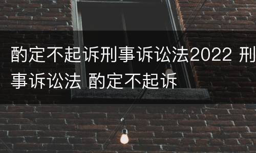 酌定不起诉刑事诉讼法2022 刑事诉讼法 酌定不起诉