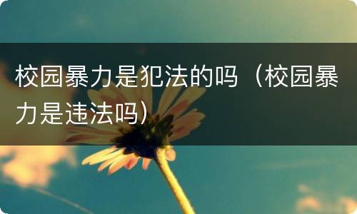 校园暴力是犯法的吗（校园暴力是违法吗）
