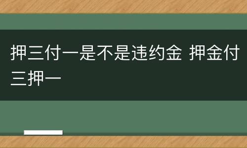 押三付一是不是违约金 押金付三押一