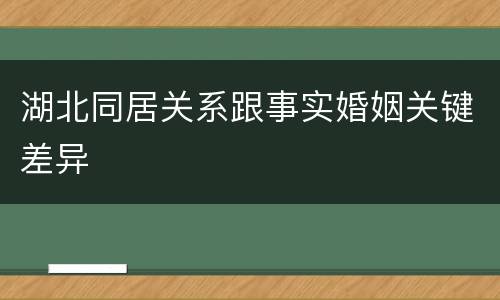 湖北同居关系跟事实婚姻关键差异
