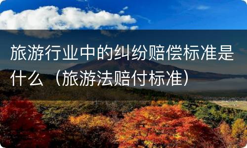 旅游行业中的纠纷赔偿标准是什么（旅游法赔付标准）