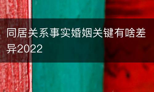 同居关系事实婚姻关键有啥差异2022