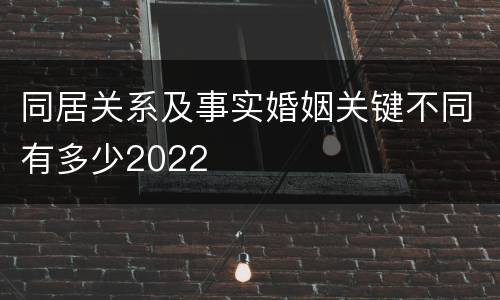 同居关系及事实婚姻关键不同有多少2022