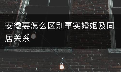 安徽要怎么区别事实婚姻及同居关系
