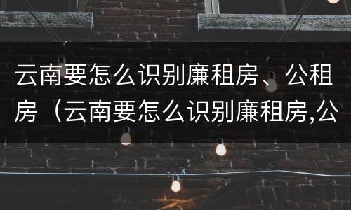 云南要怎么识别廉租房、公租房（云南要怎么识别廉租房,公租房的真假）