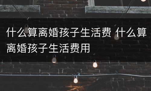 什么算离婚孩子生活费 什么算离婚孩子生活费用