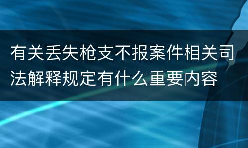 有关丢失枪支不报案件相关司法解释规定有什么重要内容