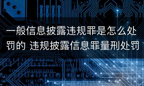 一般信息披露违规罪是怎么处罚的 违规披露信息罪量刑处罚