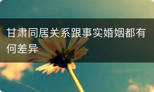 甘肃同居关系跟事实婚姻都有何差异