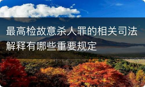 最高检故意杀人罪的相关司法解释有哪些重要规定