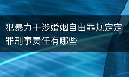 犯暴力干涉婚姻自由罪规定定罪刑事责任有哪些