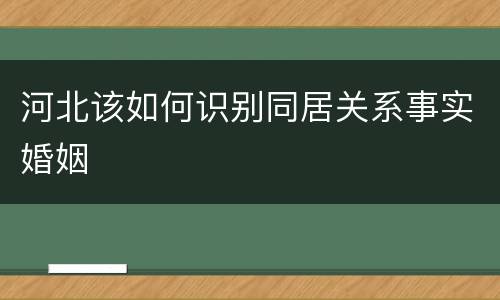河北该如何识别同居关系事实婚姻