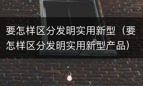 要怎样区分发明实用新型（要怎样区分发明实用新型产品）
