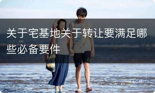 关于宅基地关于转让要满足哪些必备要件