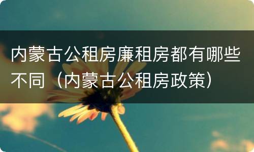 内蒙古公租房廉租房都有哪些不同（内蒙古公租房政策）