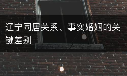 辽宁同居关系、事实婚姻的关键差别