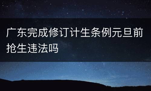 广东完成修订计生条例元旦前抢生违法吗