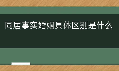 同居事实婚姻具体区别是什么