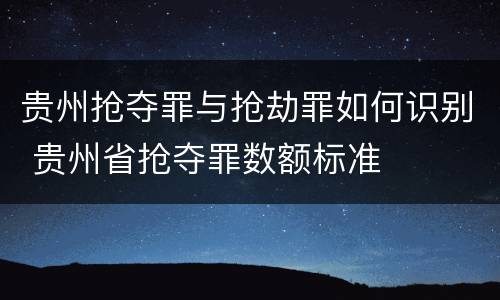 贵州抢夺罪与抢劫罪如何识别 贵州省抢夺罪数额标准