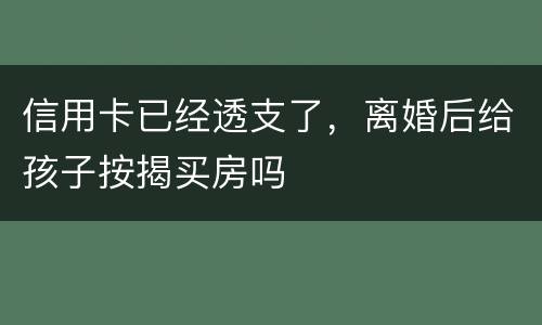 信用卡已经透支了，离婚后给孩子按揭买房吗